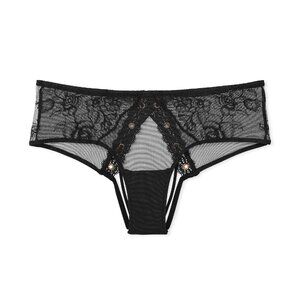 Very Sexy Rose Lace & Grommet Open-Back Cheeky Panty - Black - Victoria's Secret